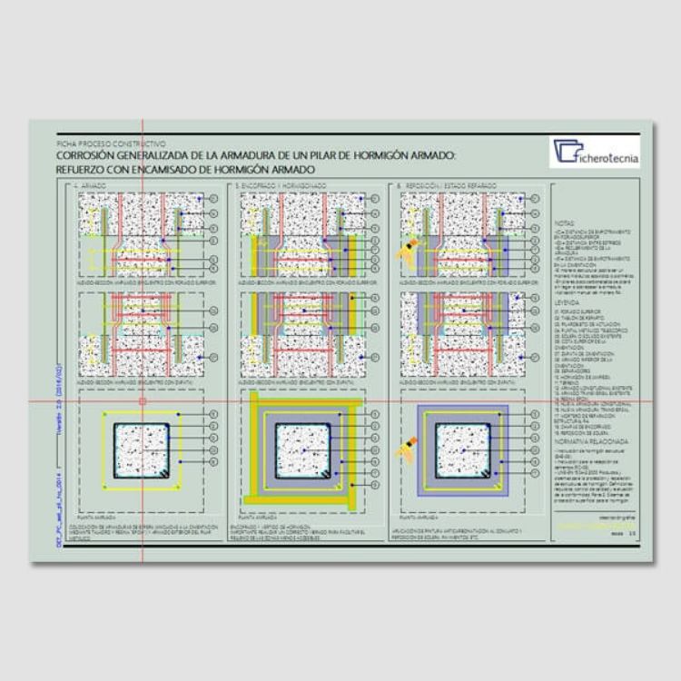 Imagen de Detalles constructivos DWG para la rehabilitación de pilares de hormigón armado