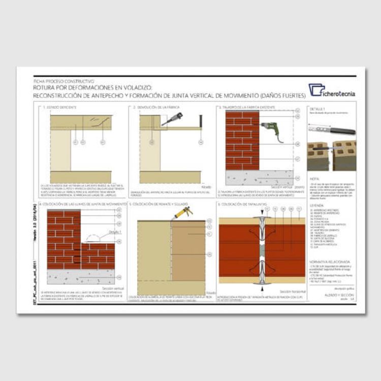 Imagen de Detalles constructivos DWG para reparar antepechos con grietas y fisuras