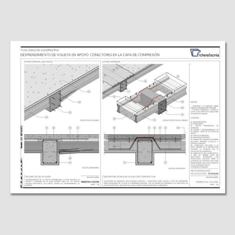 Imagen de Detalles constructivos DWG para rehabilitar forjados unidireccionales de hormigón armado