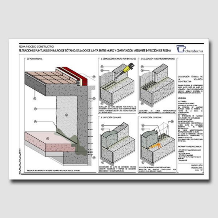 Imagen de Detalles constructivos DWG para la reparación de humedades muros de hormigón armado