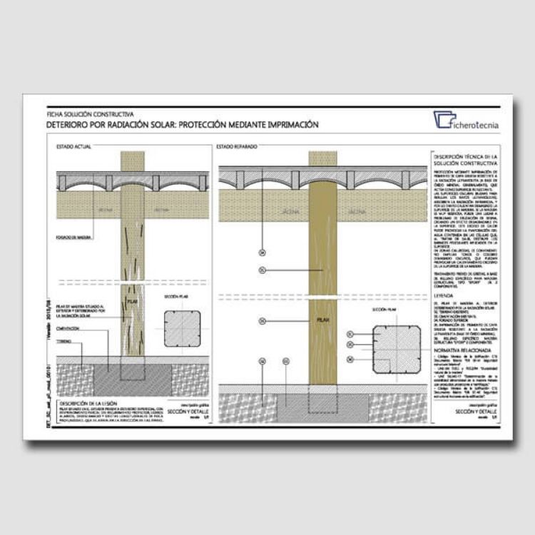 Imagen de Detalles constructivos DWG para la reparación y protección de pilares de madera