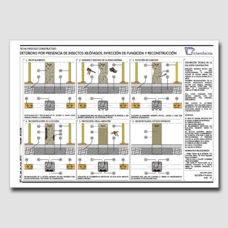 Imagen de Detalles constructivos DWG para la reparación y protección de pilares de madera