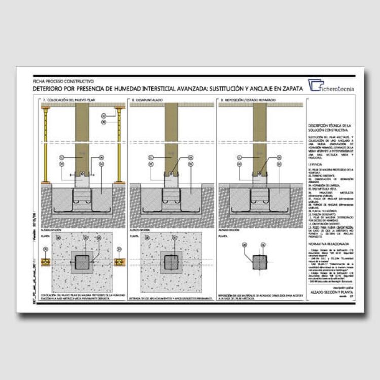 Imagen de Detalles constructivos DWG para la reparación y protección de pilares de madera