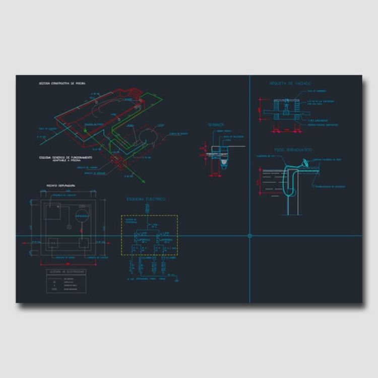 Captura autocad de proyecto técnico para piscina privada