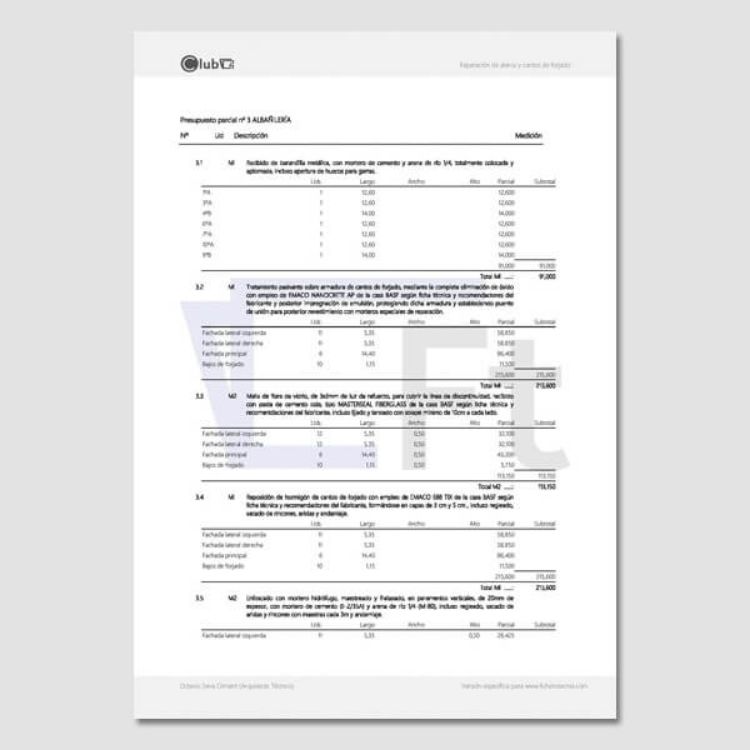 Imagen de Proyecto para reparación en aleros y cantos de forjado