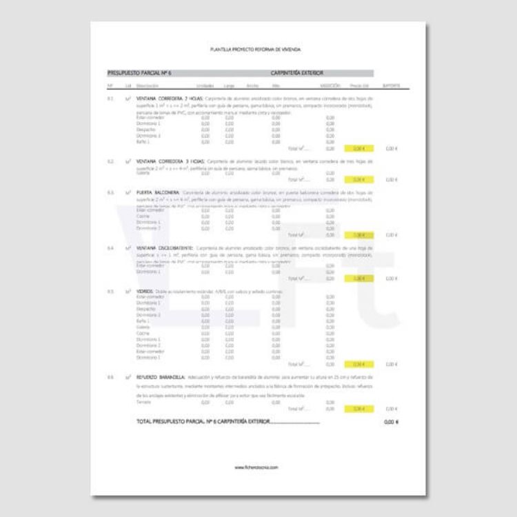 Imagen de Proyecto de reforma de vivienda en DOC, XLS y PDF