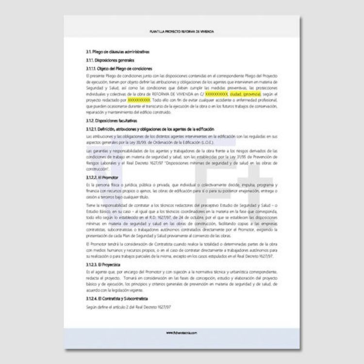 Imagen de Proyecto de reforma de vivienda en DOC, XLS y PDF