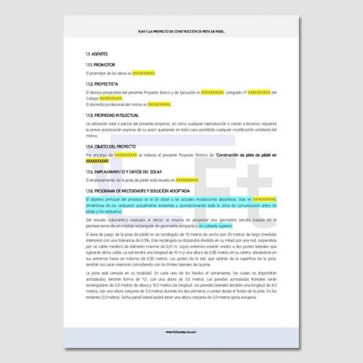 Plantilla para legalizar contrucciones de pádel