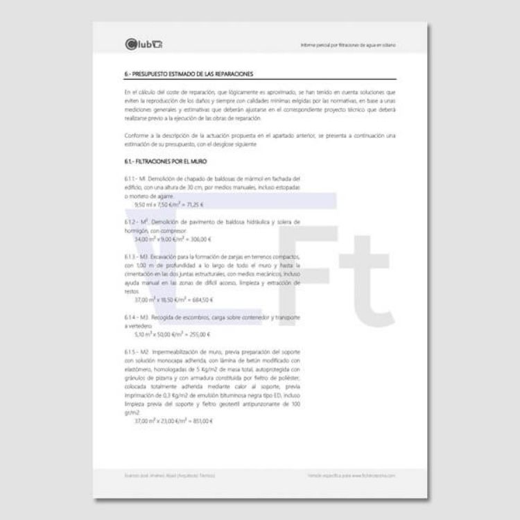 Imagen de Informe de filtraciones en sótano a través del forjado de la zona comunitaria