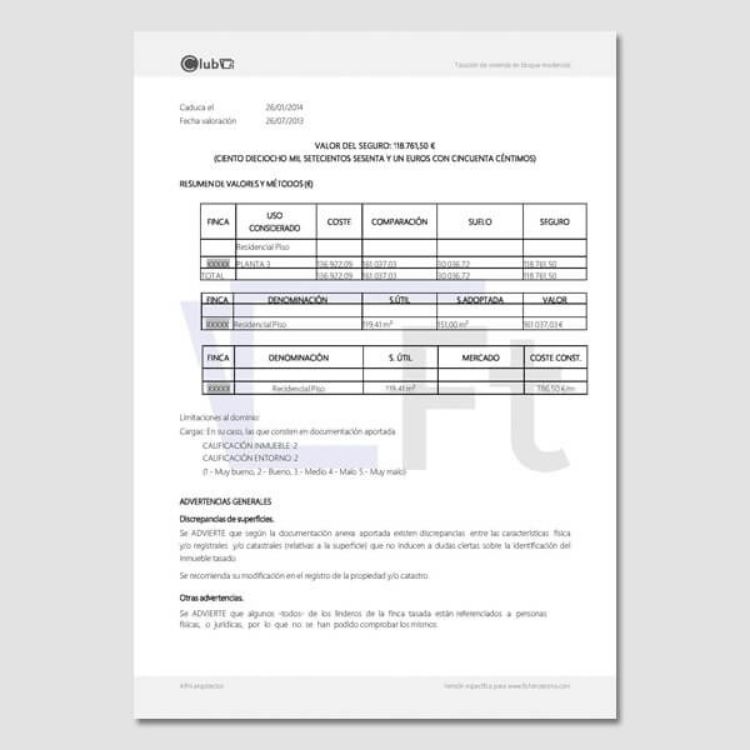 Imagen de Tasación de una vivienda en un bloque residencial