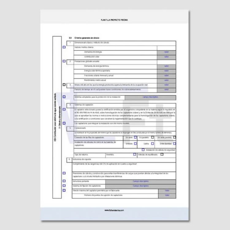 Plantilla de proyecto técnico de piscina privada