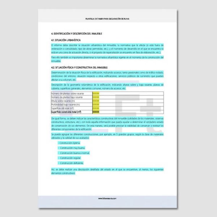 Plantilla para informe de edifico en ruina