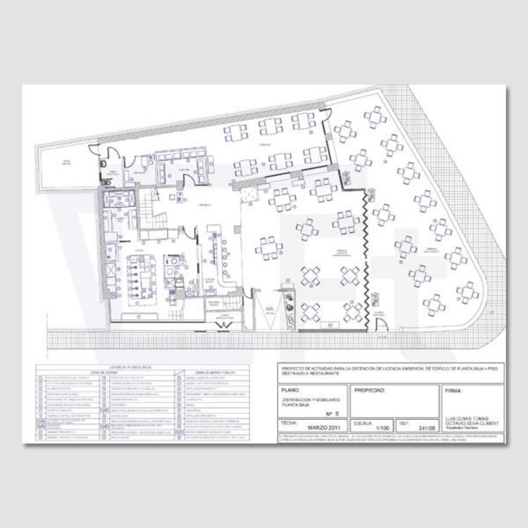 Imagen de Proyecto de apertura para restaurante en DWG