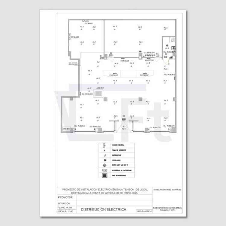 Imagen de Proyecto eléctrico de baja tensión de una papelería