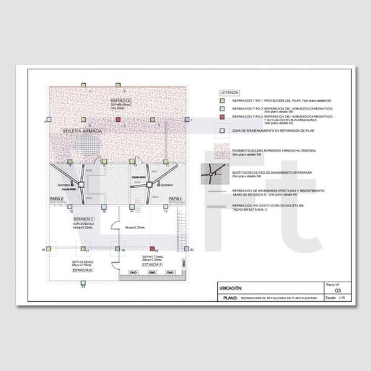 Imagen de Proyecto de ejecución para reparación y refuerzo de pilares de hormigón en sótano