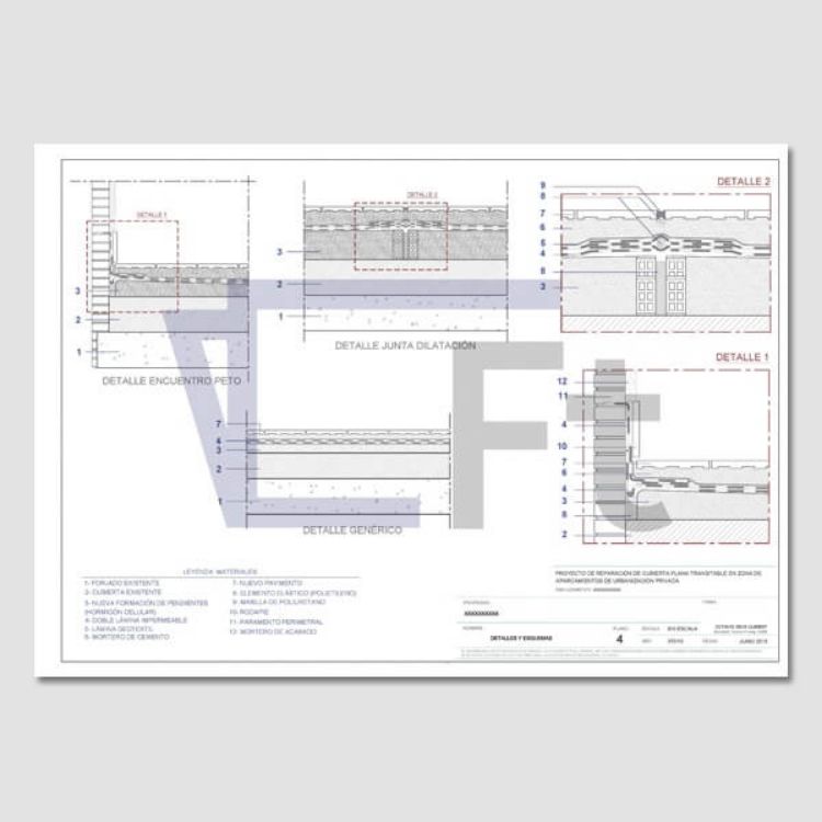 Imagen de Proyecto de ejecución para la reparación de una cubierta plana transitable