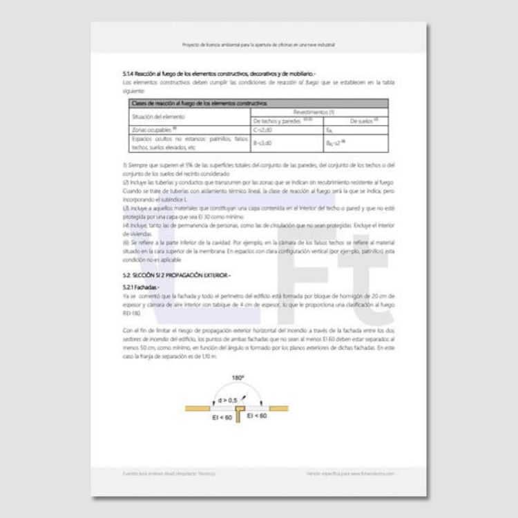 Índice del contenido de este proyecto para solicitar licencia de apertura en nave industrial