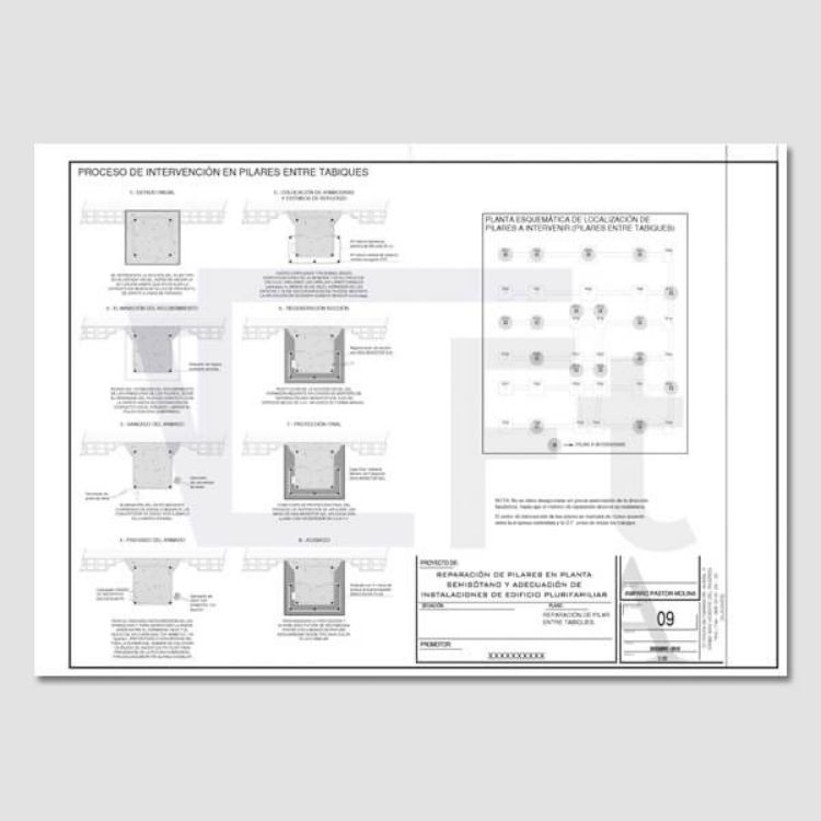 Imagen de Proyecto de ejecución para reparación y refuerzo de pilares de hormigón en semisótano