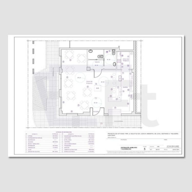 plano dwg para apertura heladeria
