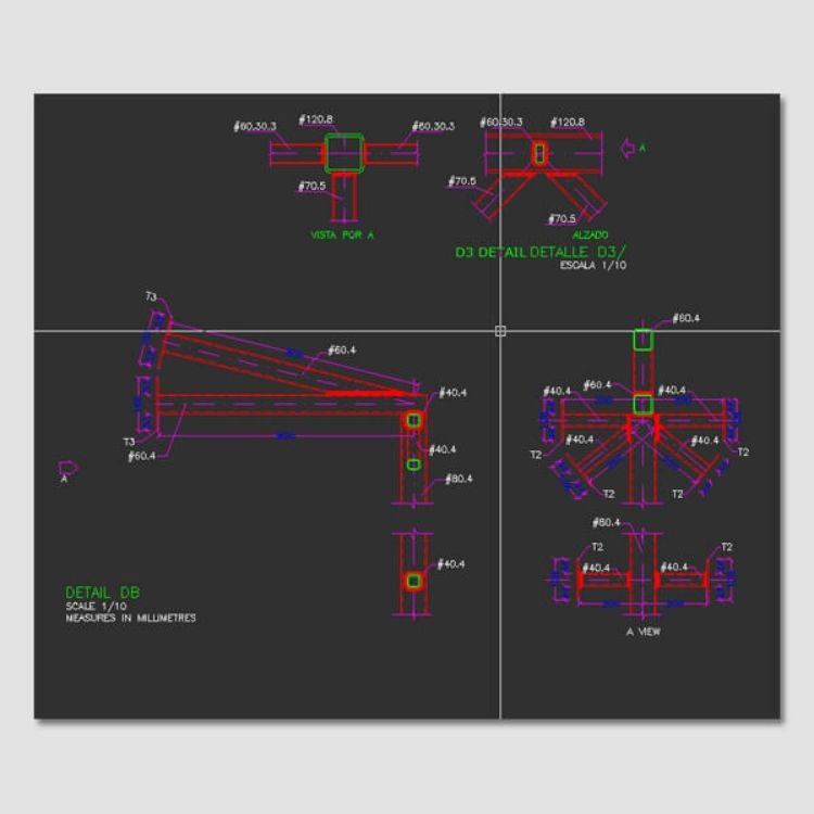 Imagen de Catálogo detalles constructivos dwg de cerchas metálicas para cubiertas inclinada