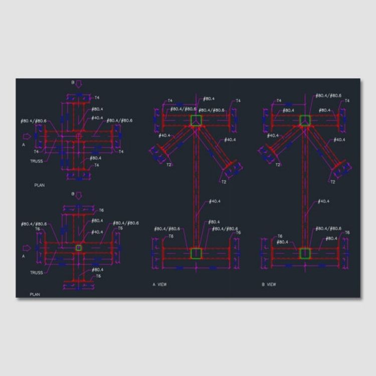 Imagen de Catálogo detalles constructivos dwg de cerchas metálicas para cubiertas inclinada