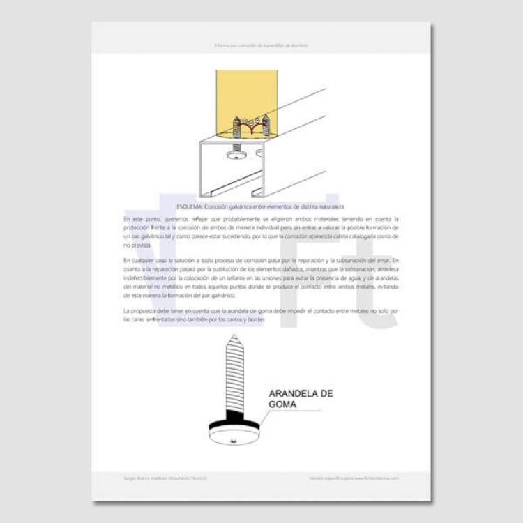 Imagen de Informe por la corrosión de una barandilla de aluminio anodizado