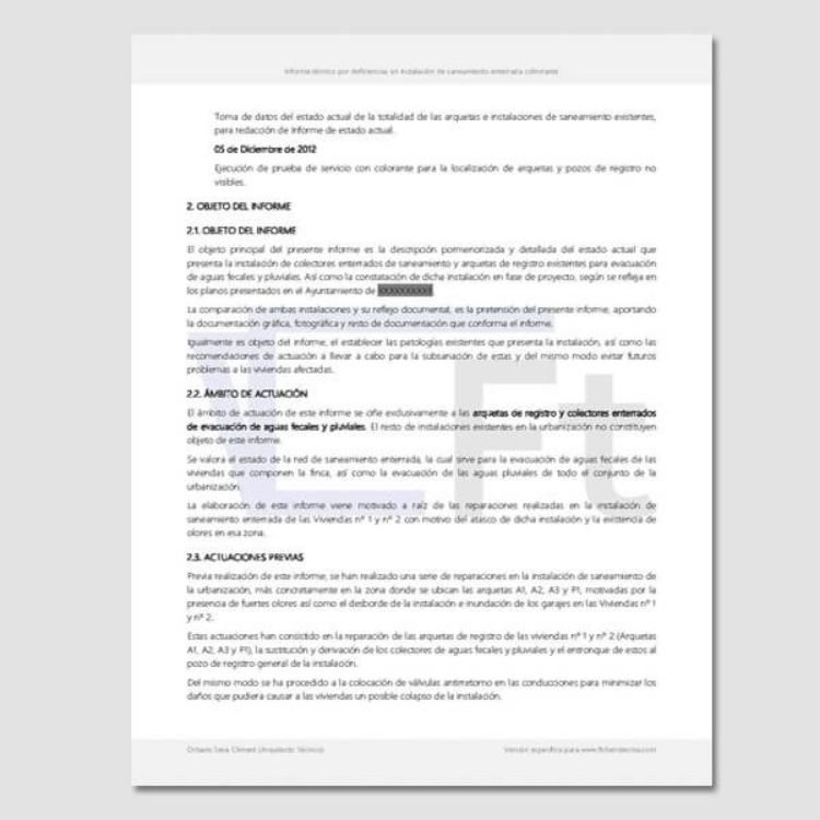 Imagen de Informe por deficiencias en una instalación de saneamiento enterrada