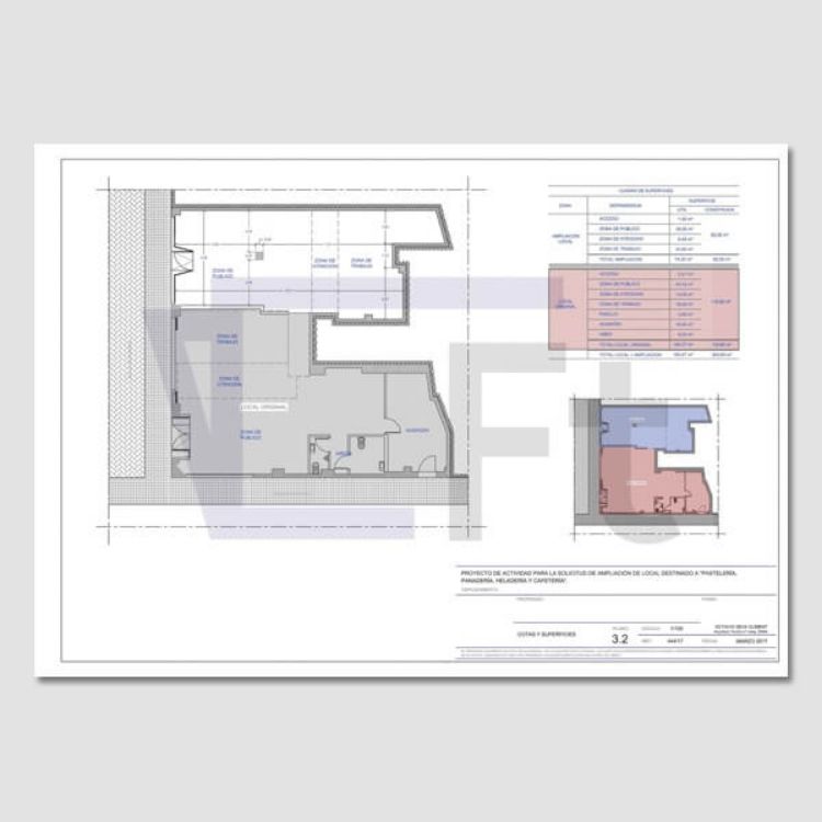 planos DWG proyecto actividad cafeteria pasteleria