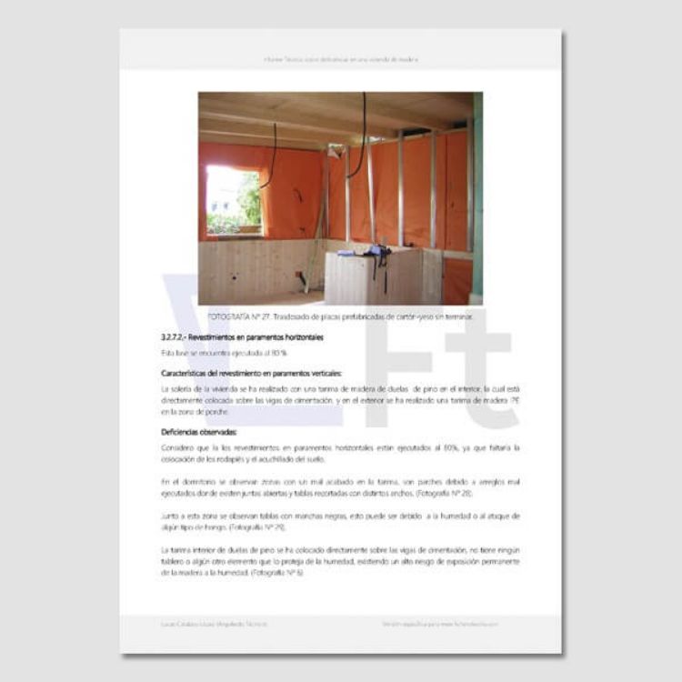 Imagen de Informe de deficiencias de una casa de madera