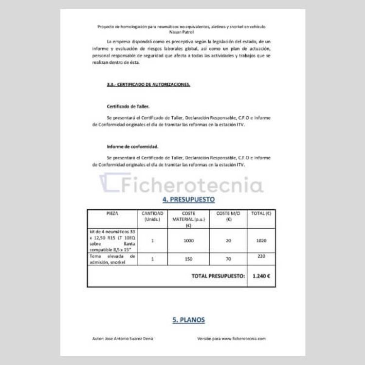 Imagen de Proyecto para homologar neumáticos, aletines y snorkel en 4X4