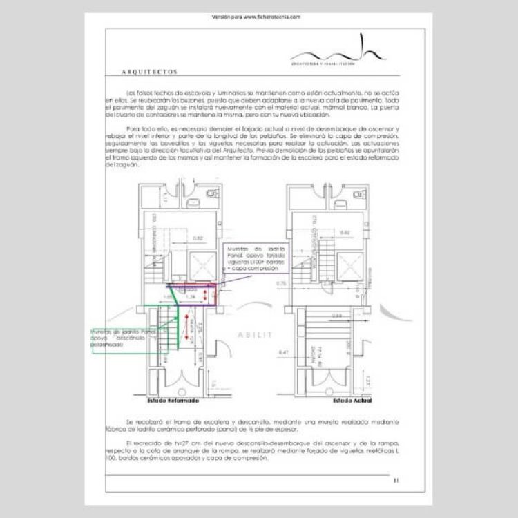 Imagen de Proyecto de ejecución para instalar ascensor a cota cero eliminando escaleras existentes