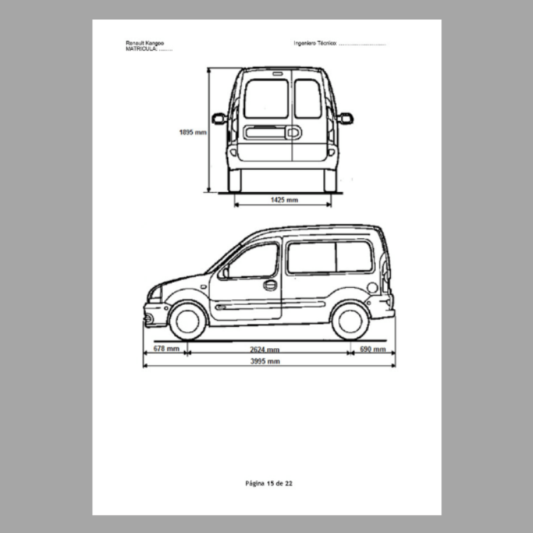 Imagen de Proyecto para homologar cambio en el tipo de tracción delantera en furgoneta Renault Kangoo