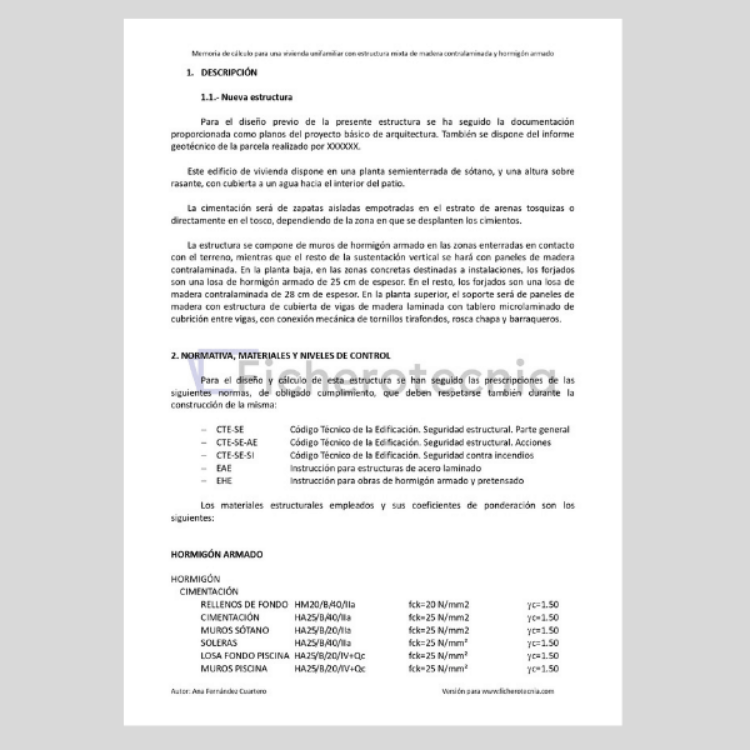 normativa, materiales y niveles de control de la memoria código estructural