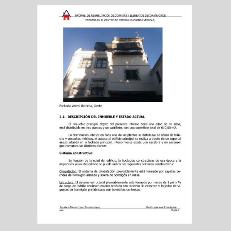 Imagen de Informe sobre reparación de cornisas en edificio histórico