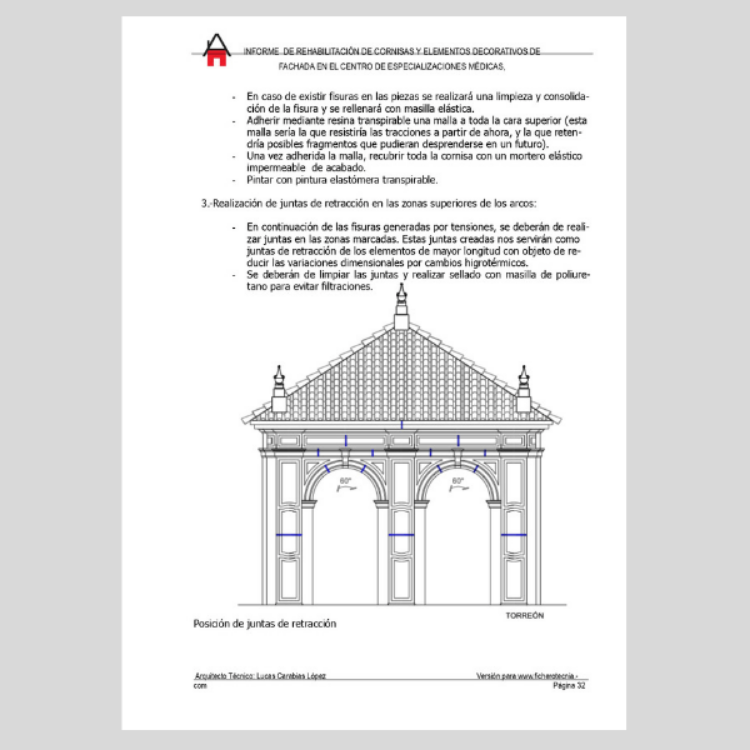Imagen de Informe sobre reparación de cornisas en edificio histórico