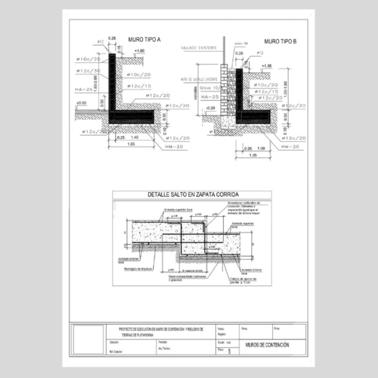 Imagen de Proyecto de muro de contención de hormigón armado