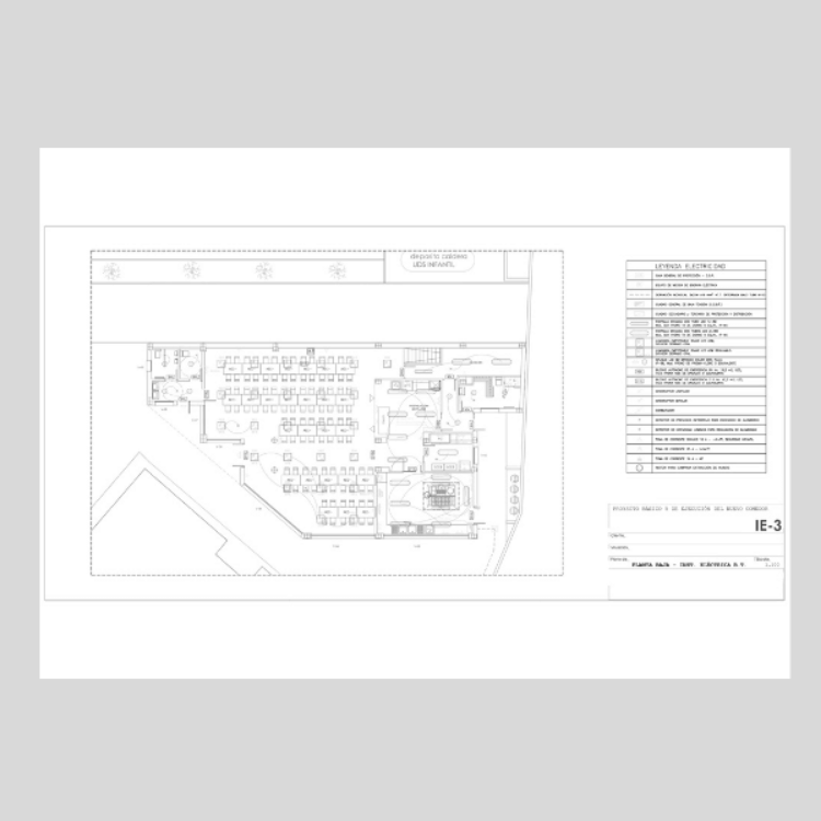 Imagen de Planos para proyecto eléctrico, fontanería, saneamiento y climatización de la cocina de un colegio