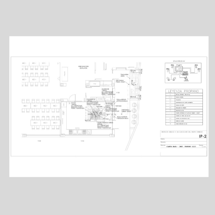 Imagen de Planos para proyecto eléctrico, fontanería, saneamiento y climatización de la cocina de un colegio