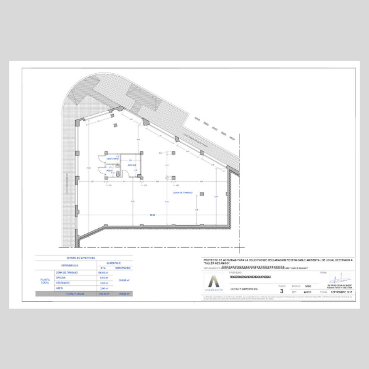 Imagen de Proyecto de apertura para un taller mecánico en local de planta baja