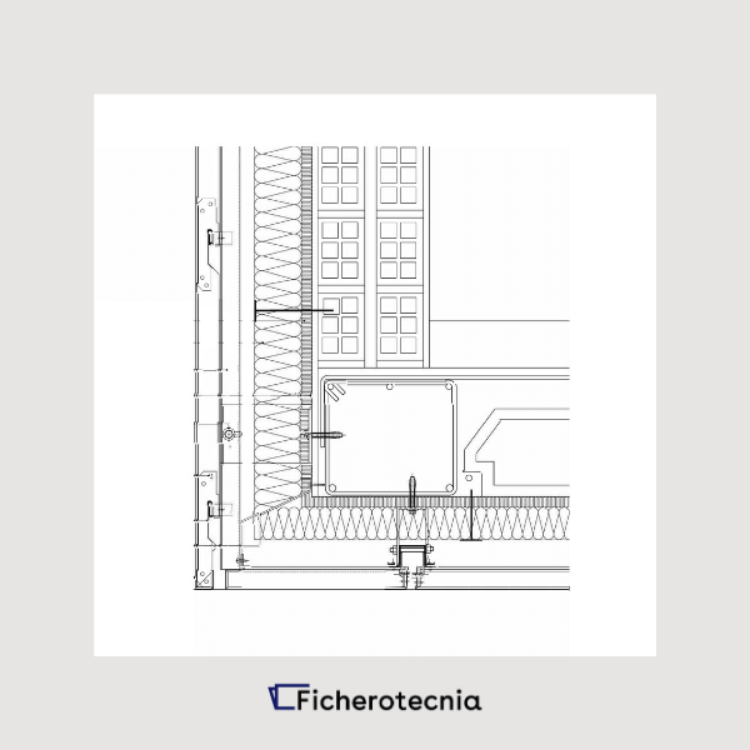 vista lateral de detalles constructivos fachada ventilada DGW