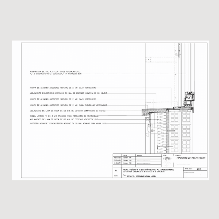 proceso de trabajo de 	cálculos de los detalles constructivos fachada ventilada