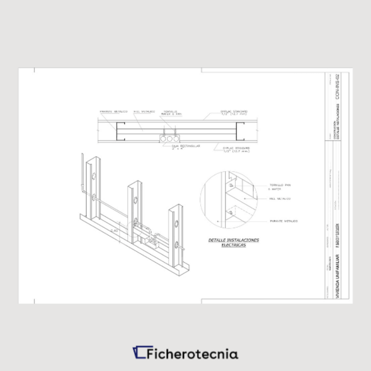 Detalle instalación eléctrica planos casa container 40 pies en PDF