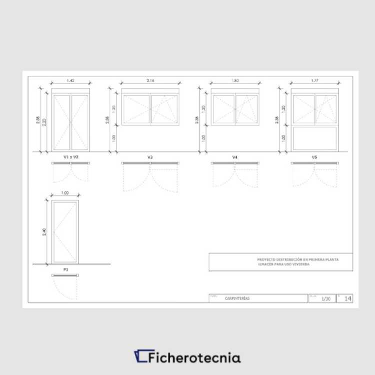 Imagen de Planos distribución de una vivienda rectangular