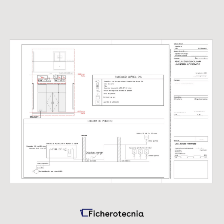 Imagen de Plano de instalación de gas en lavandería de autoservicio