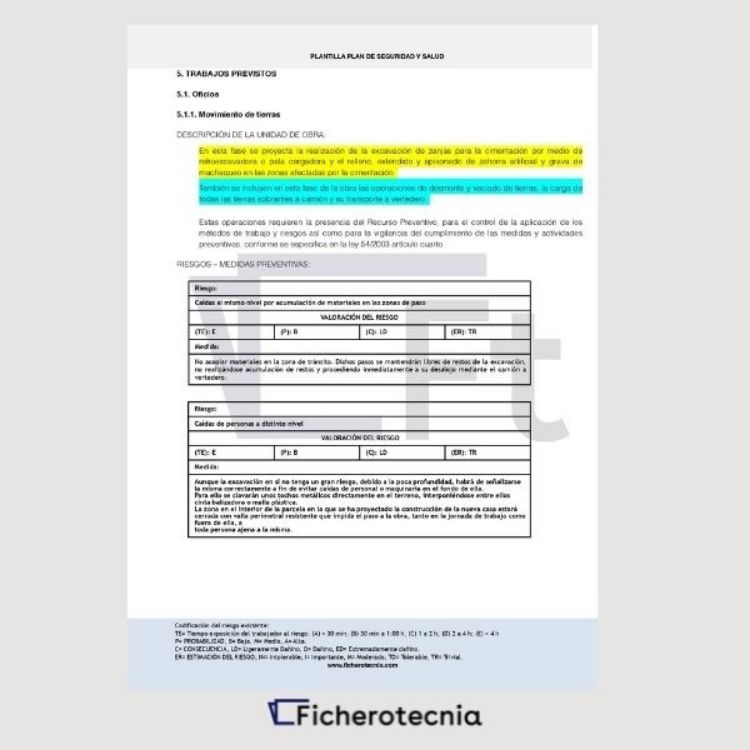 ejemplo de página de Plan de seguridad y salud en obras de construcción en pdf