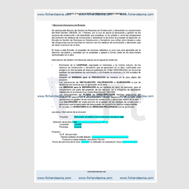 Imagen de Plan de gestión de residuos construcción demolición