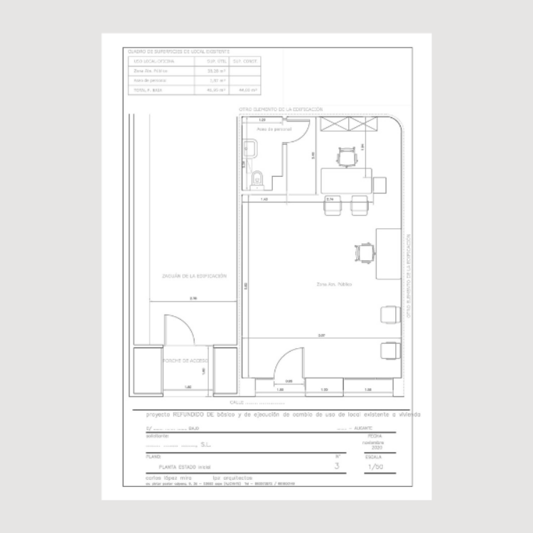 Imagen de Proyecto de cambio de uso de local comercial a vivienda en local pequeño 