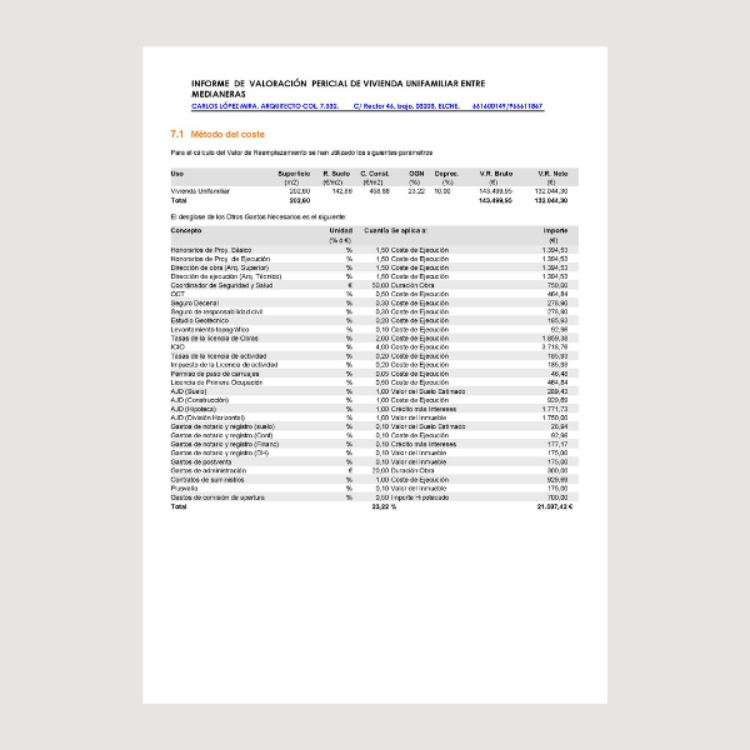 Imagen de Informe de valoración pericial de una vivienda unifamiliar entre medianeras