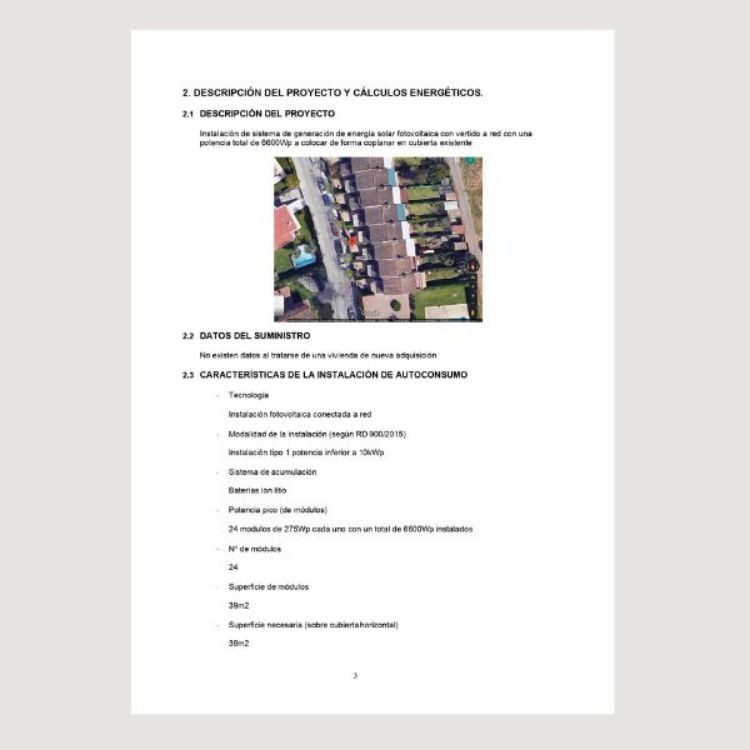 descripcion del proyecto y calculos energeticos de la memoria tecnica de instalacion fotovoltaica