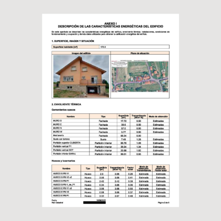 Imagen de Ejemplo de certificado energético de vivienda unifamiliar realizado en base RD 390/2021
